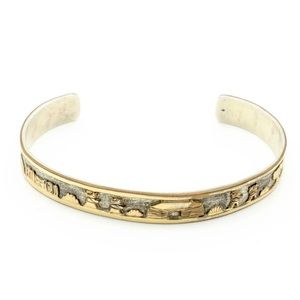 Signed - Lloyd Becenti Jr, Navajo Vntg 12K GF Sterling Silver Story Teller Cuff